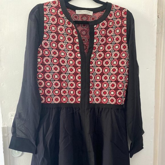 Philosophy Di Lorenzo Serafini silk and wool Dress black and red size 6 - Picture 1 of 6